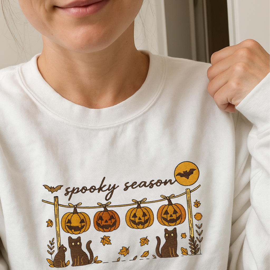 embroidered halloween spooky season sweatshirt perfect fall gift