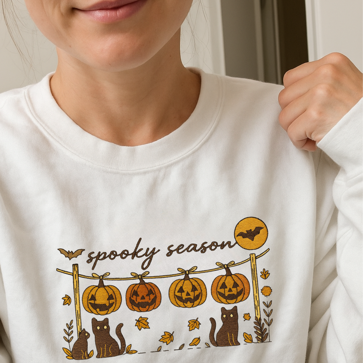 embroidered halloween spooky season sweatshirt perfect fall gift