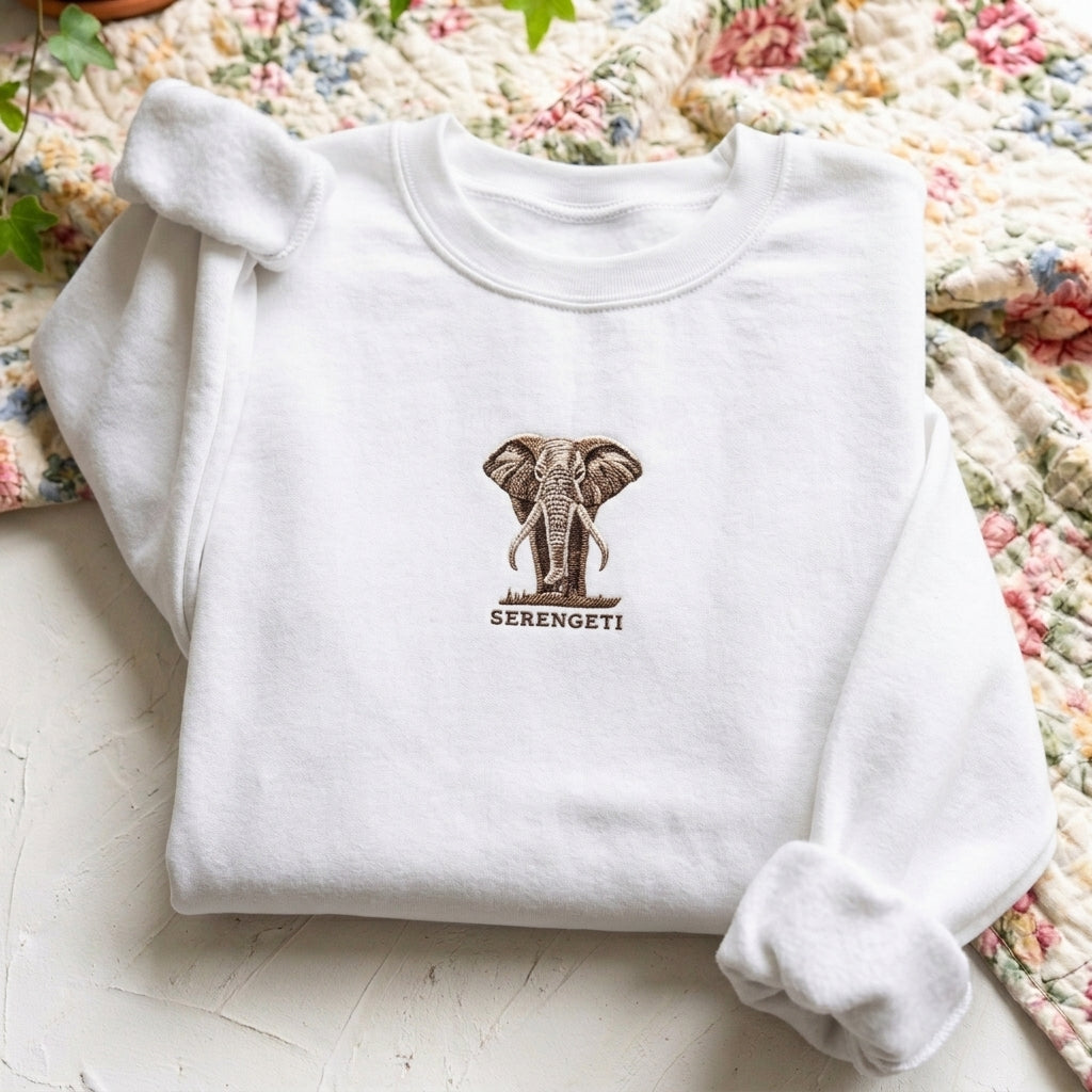 Serengeti Elephant Embroidered Sweater – Trendy Streetwear - photo 1