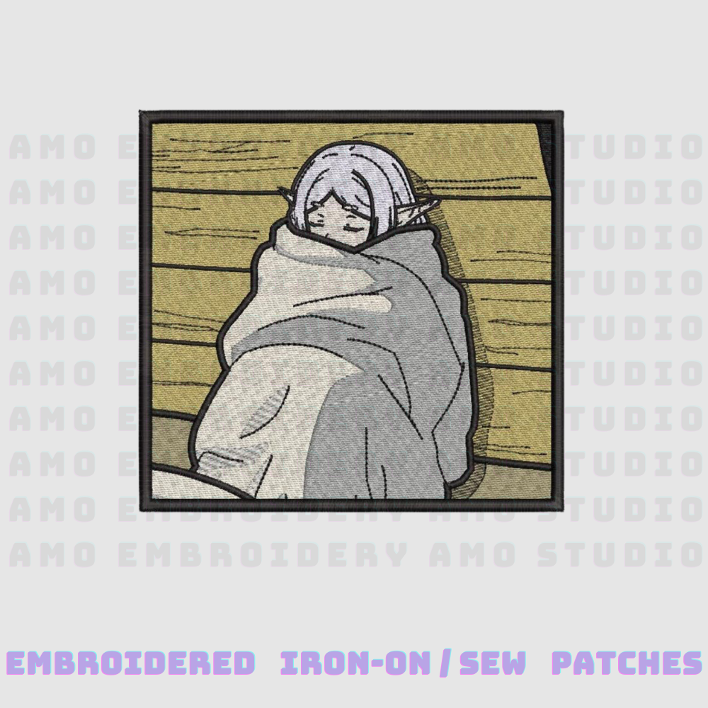 frieren embroidered patch wrapped in blanket anime