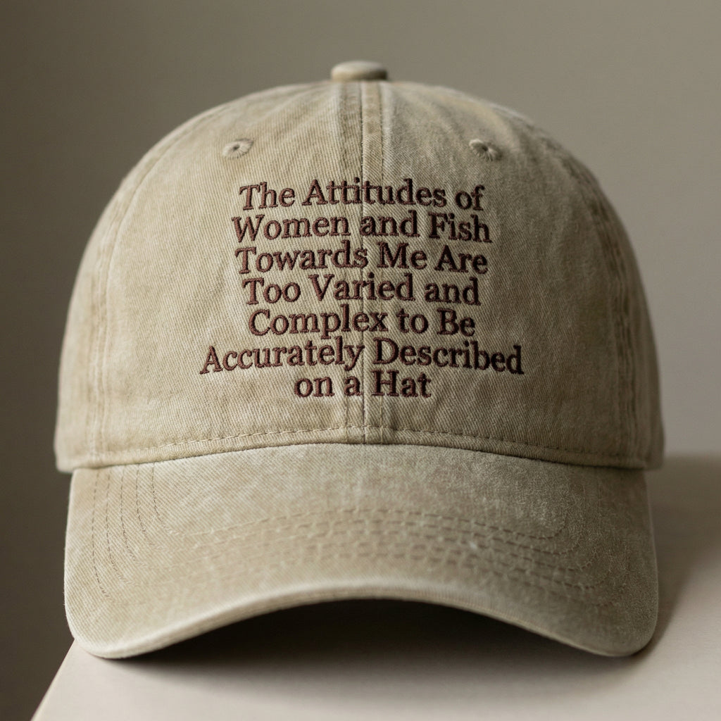 funny fishing hat long text embroidered dad cap