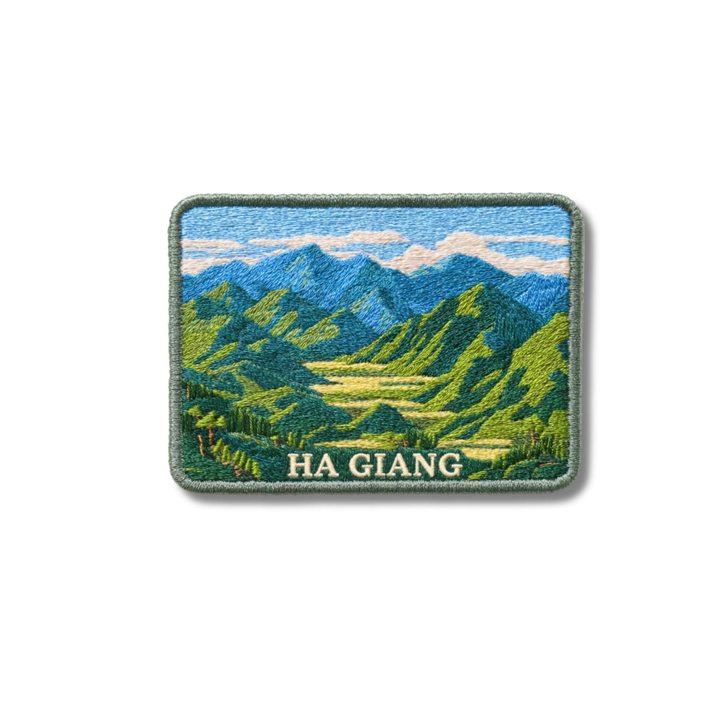 Ha Giang Embroidered Patch – Mountain Landscape Travel Appliqué (Iron-On/Sew-On)