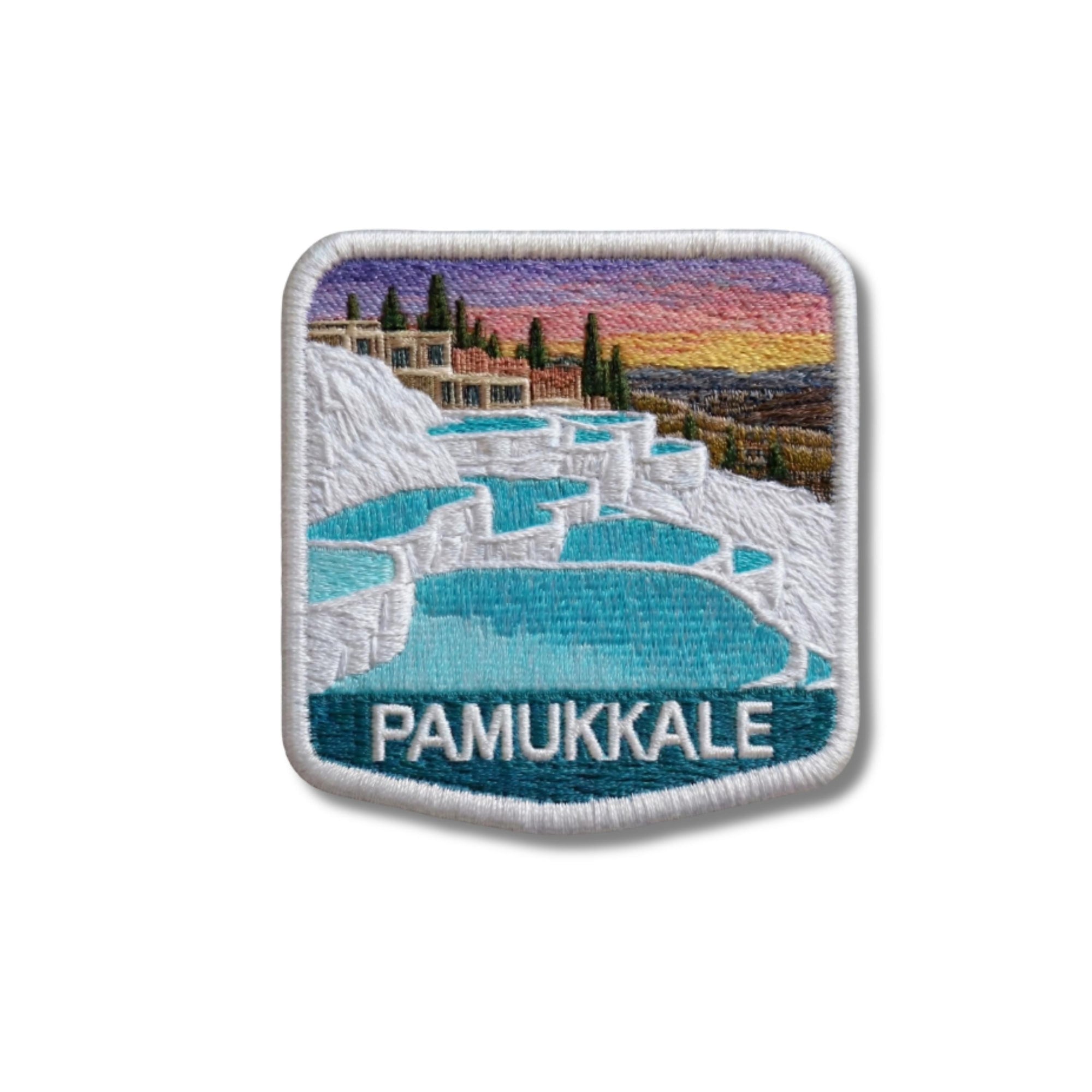 Pamukkale Embroidered Patch – Turkish Travel Souvenir, Iron-On Appliqué