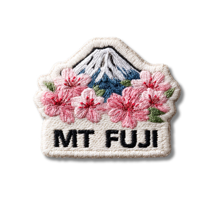 Mt Fuji Cherry Blossom Embroidered Patch – Japan Travel Souvenir (Iron-On/Sew-On)