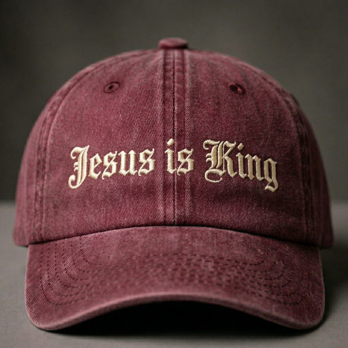 Jesus Is King Embroidered Hat – Christian Faith Baseball Cap, Minimal Streetwear Dad Hat, Religious Gift
