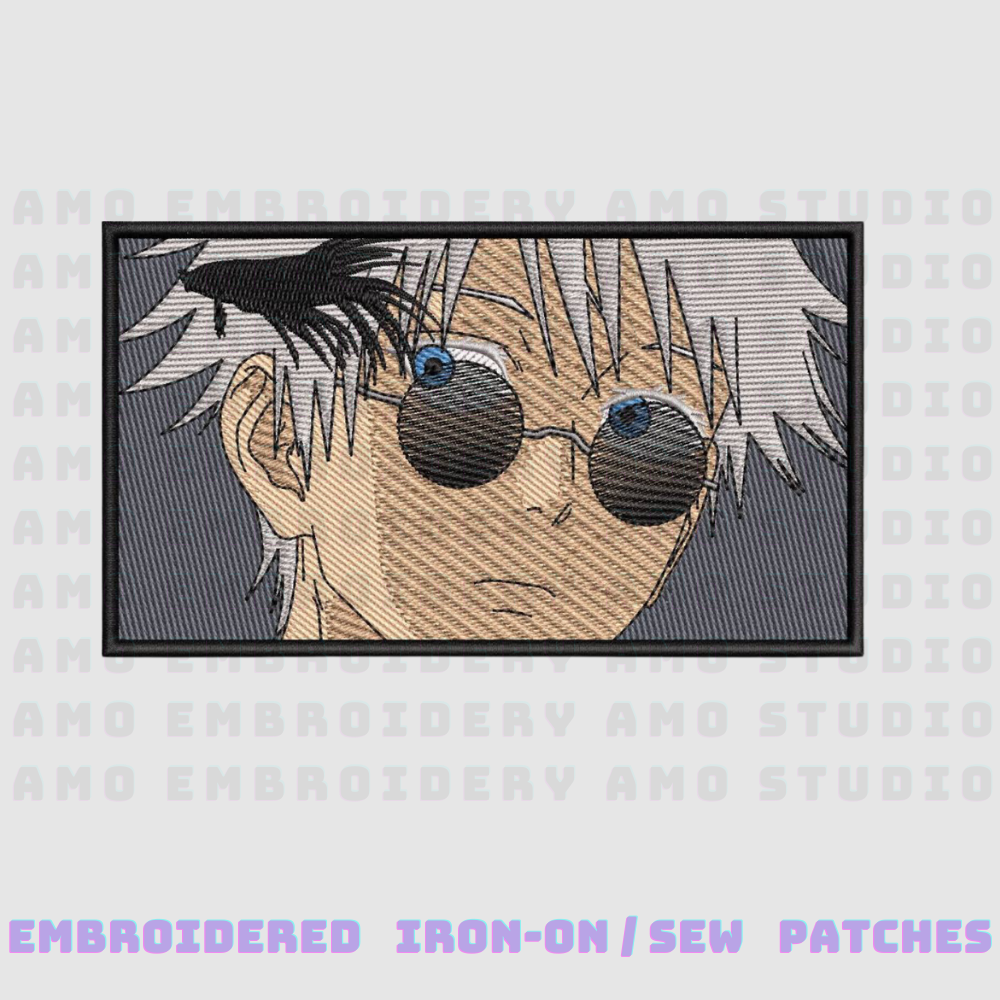 jujutsu kaisen gojo satoru embroidered patch 14cm rectangular