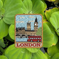 london embroidered travel patch with big ben and red bus