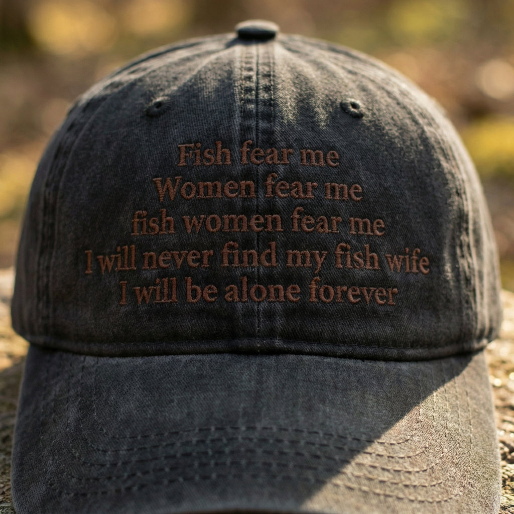 long text embroidered fishing hat humorous cap
