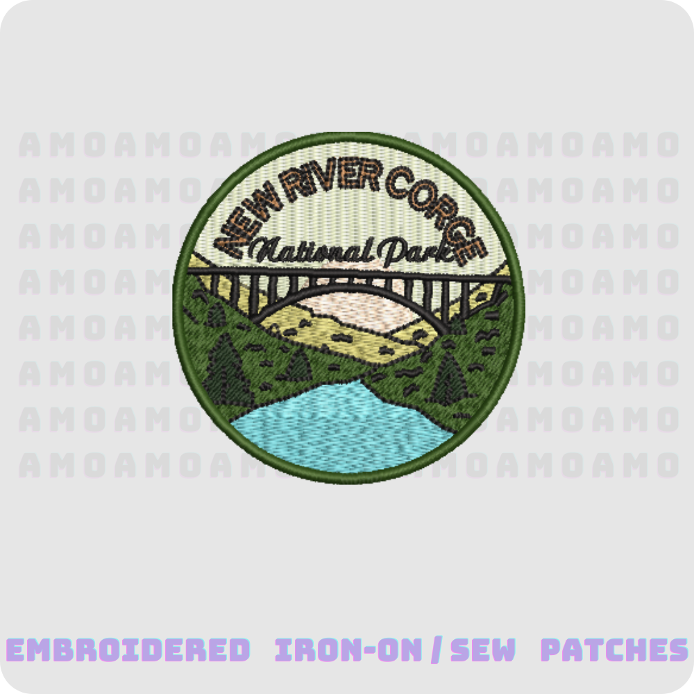 new river gorge national park embroidered patch flat lay 3 inch