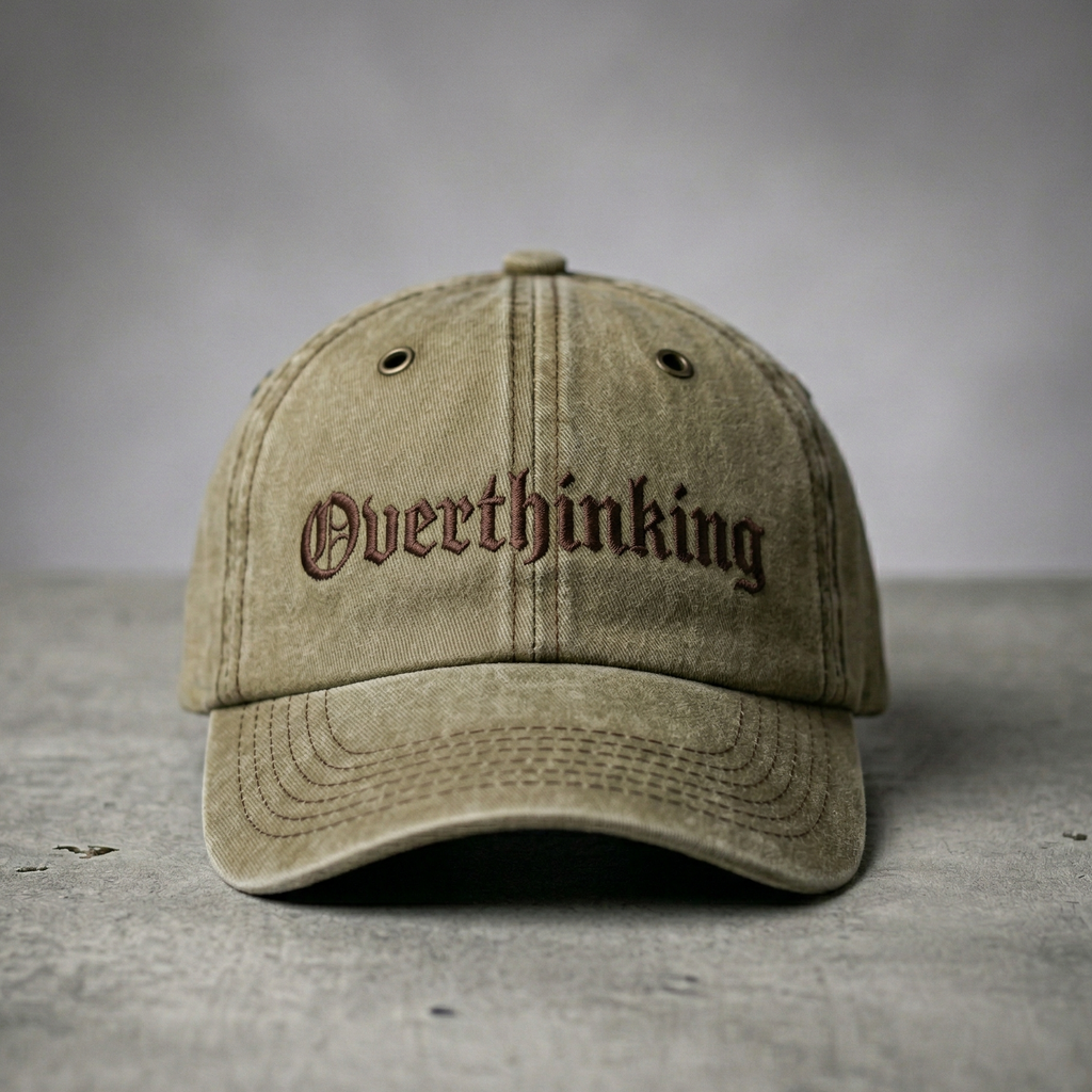 overthinking embroidered dad hat minimal streetwear cap