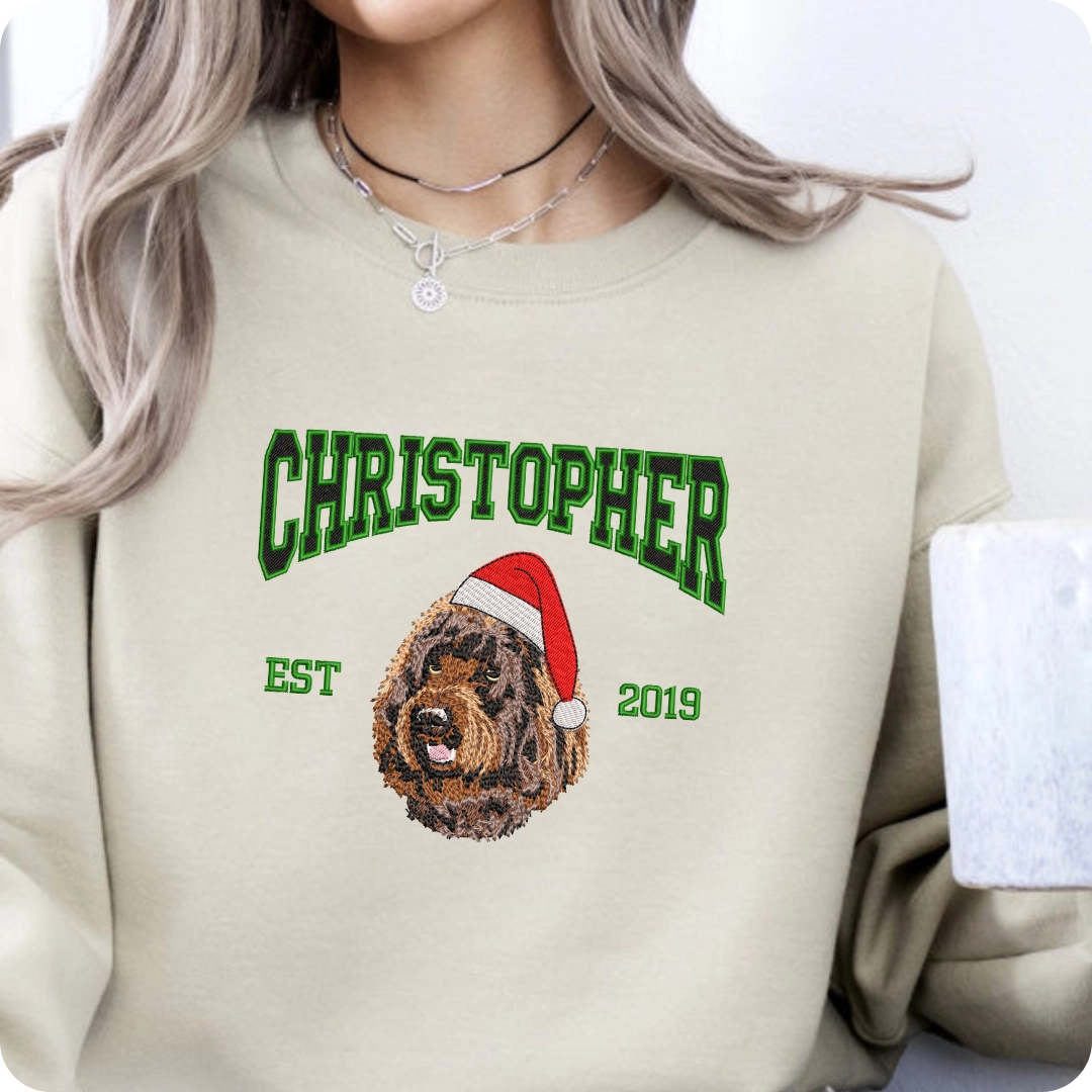 personalized dog sweater embroidered dog portrait