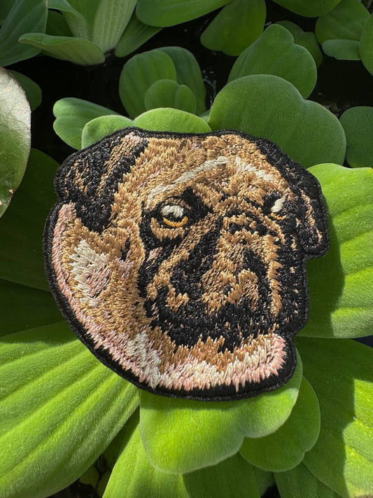 Pug Dog Embroidered Patch – Iron On / Sew On 🧵