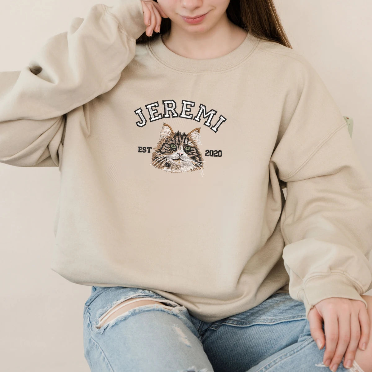 photo to embroidery pet portrait sweatshirt