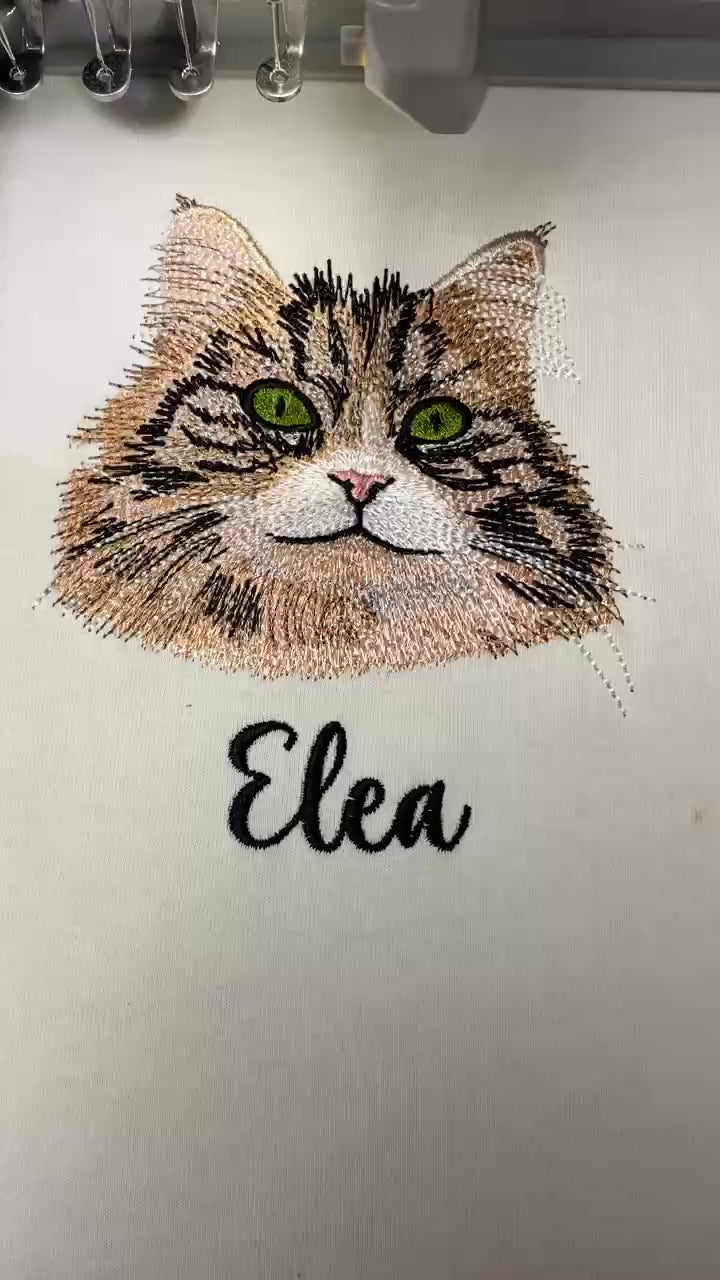 Personalized dog portrait stitched on cotton tee