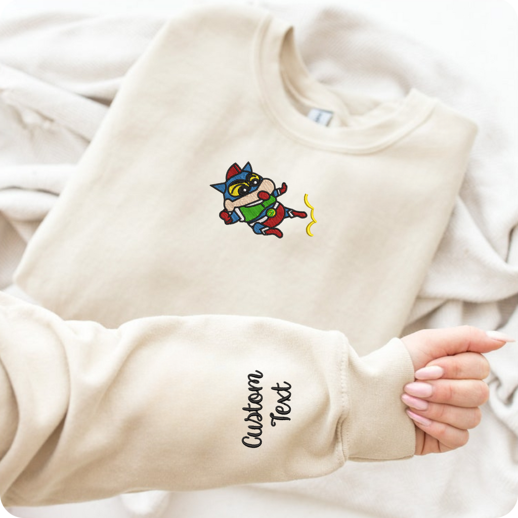 ShinChan Embroidered Sweatshirt, Customized Women Clothing, Custom Gift, Custom Varsity Outfit