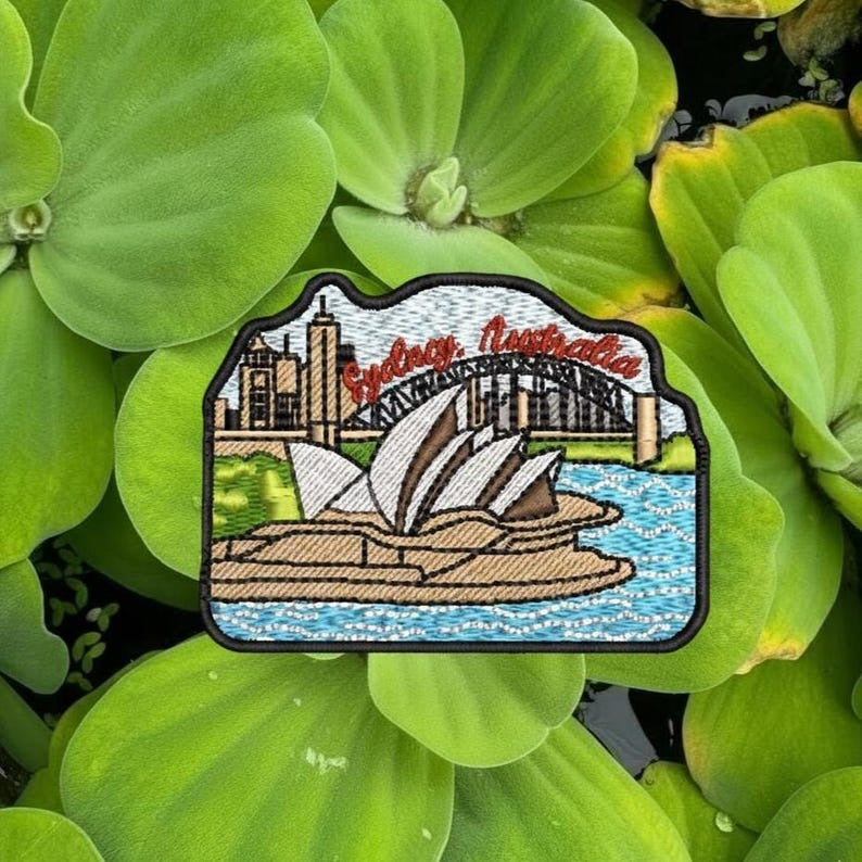 sydney australia embroidered travel patch with opera house and harbour bridge