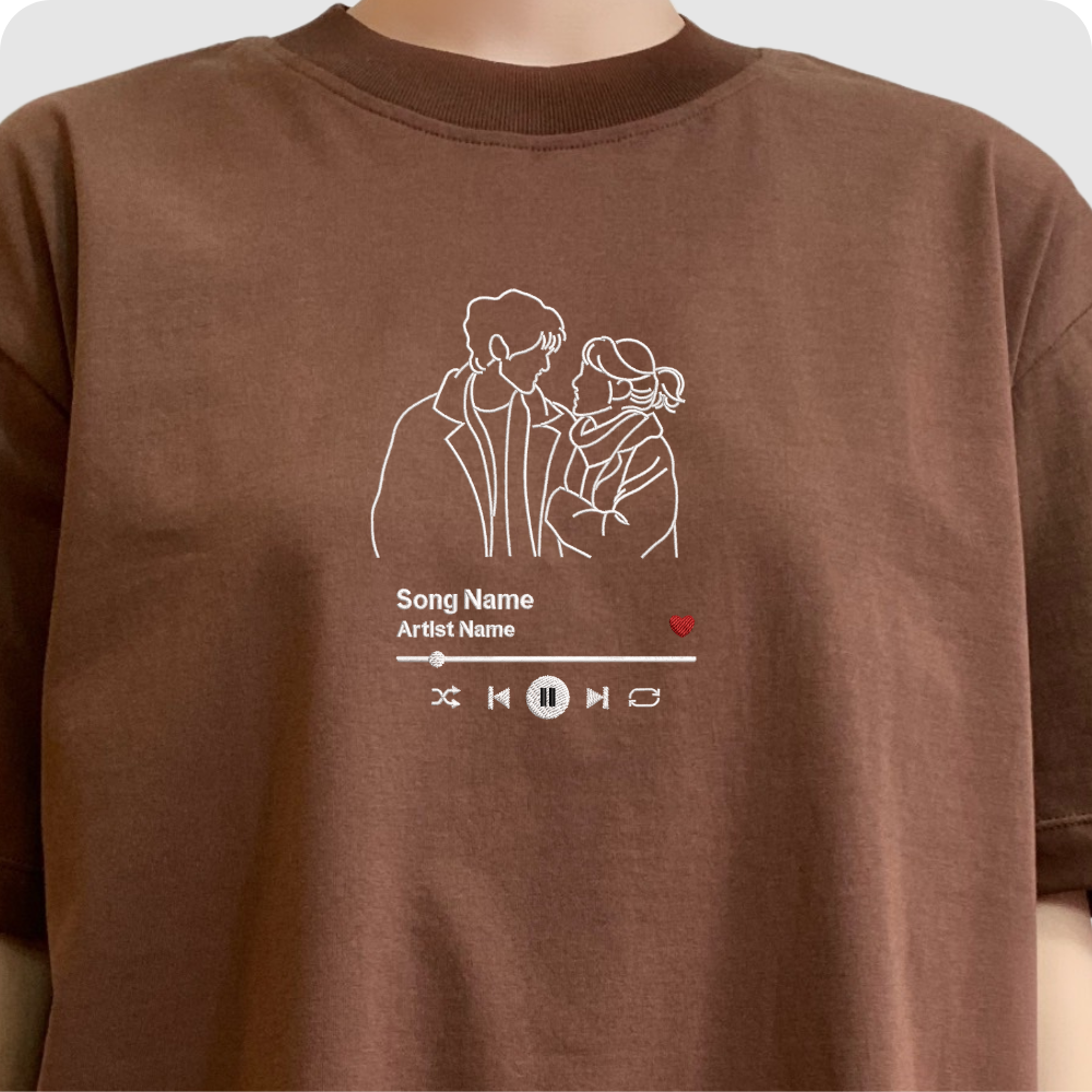 Custom T-shirt Embroidered from Your Photo – Valentine’s Day Gift with Personalized Portrait