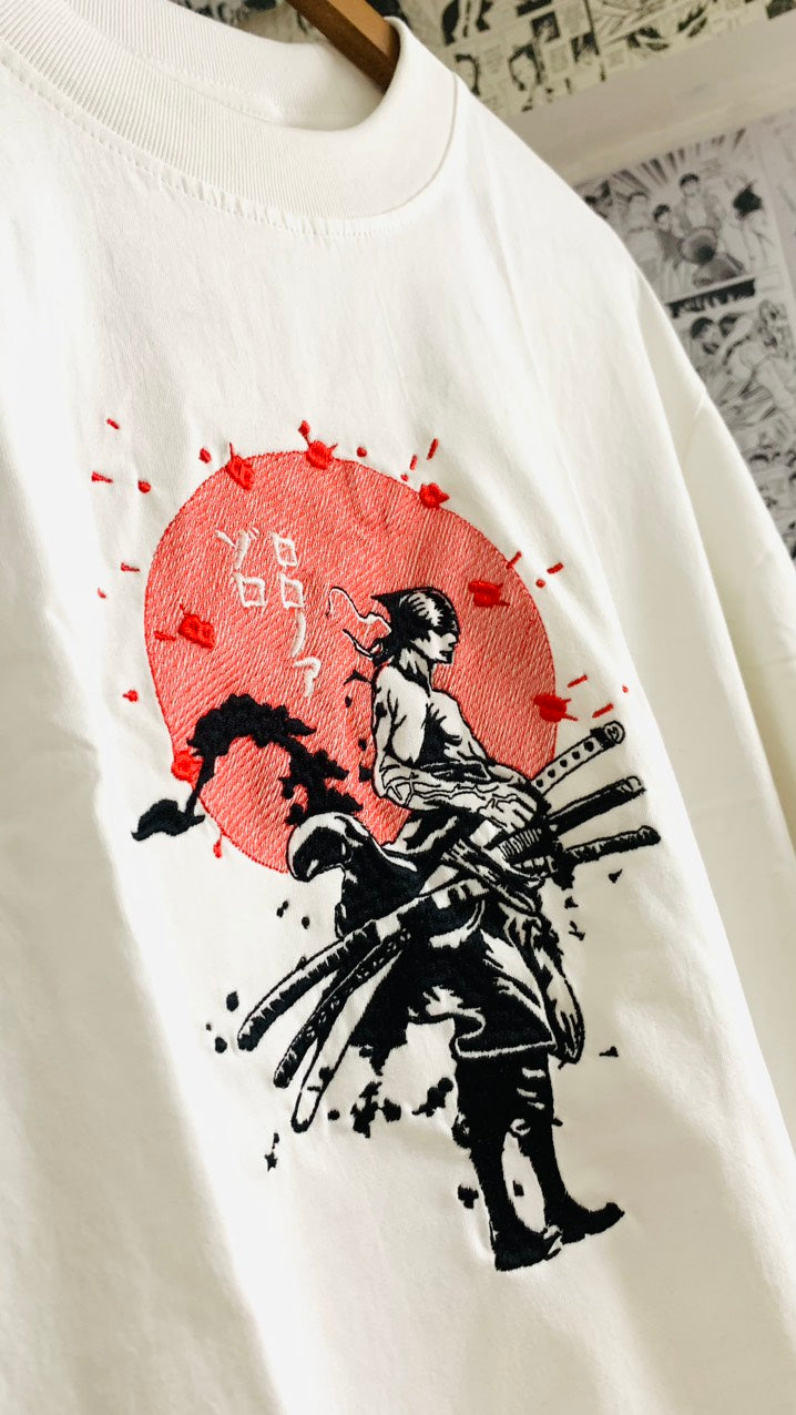 Roronoa Zoro One Piece Anime Embroidered T-Shirt