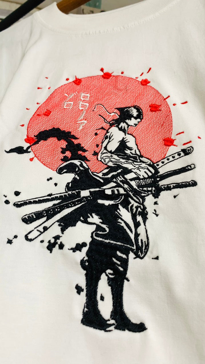 Roronoa Zoro One Piece Anime Embroidered T-Shirt
