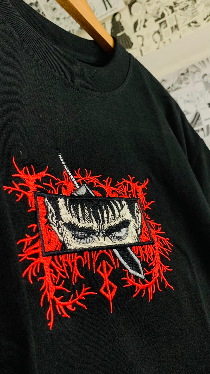 Guts Berserk Anime Embroidered T-Shirt