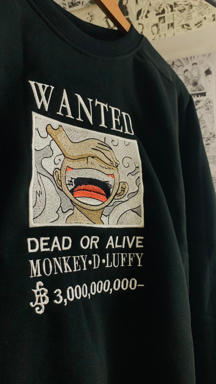 One Piece Luffy Wanted Embroidered Sweater