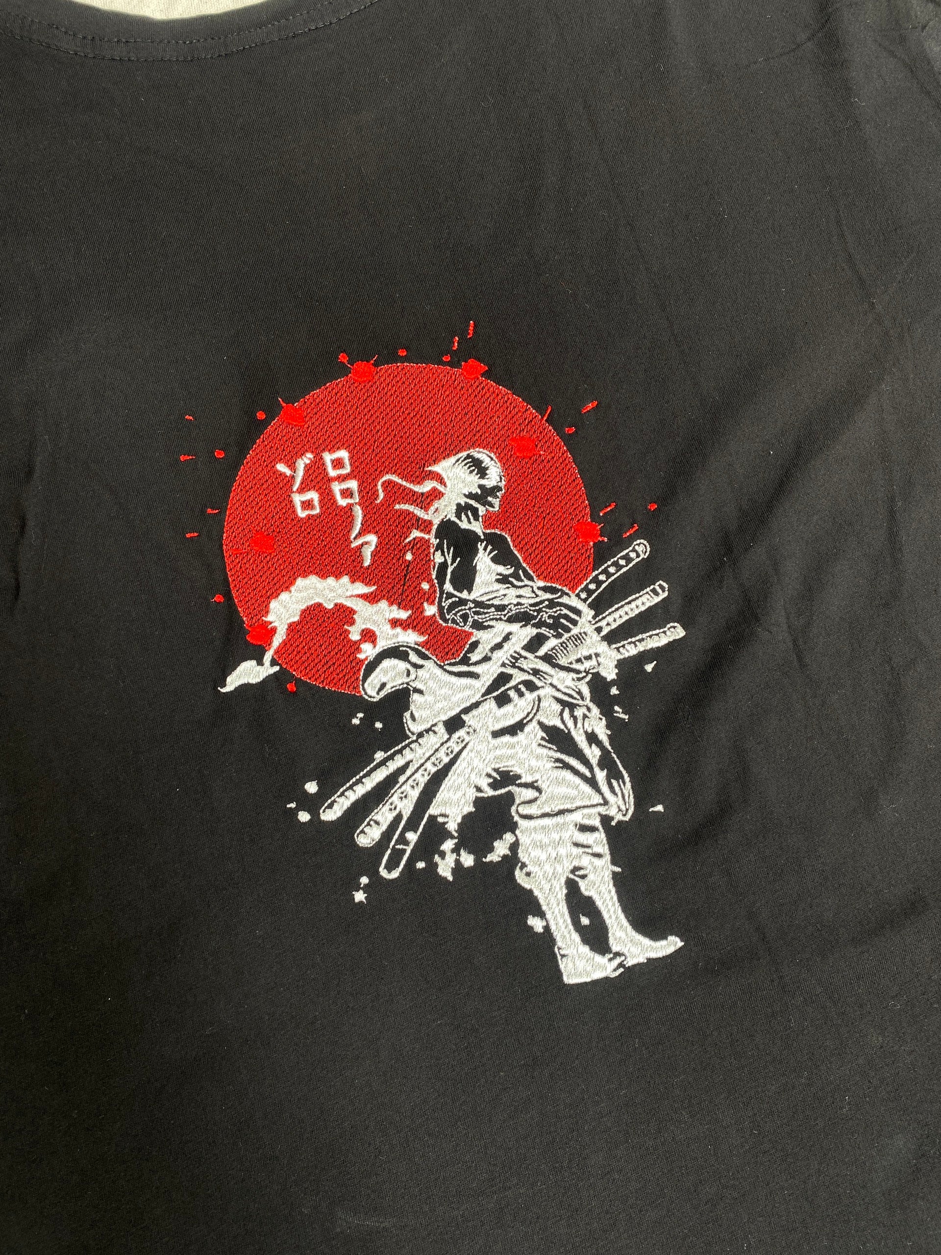 Roronoa Zoro One Piece Anime Embroidered T-Shirt