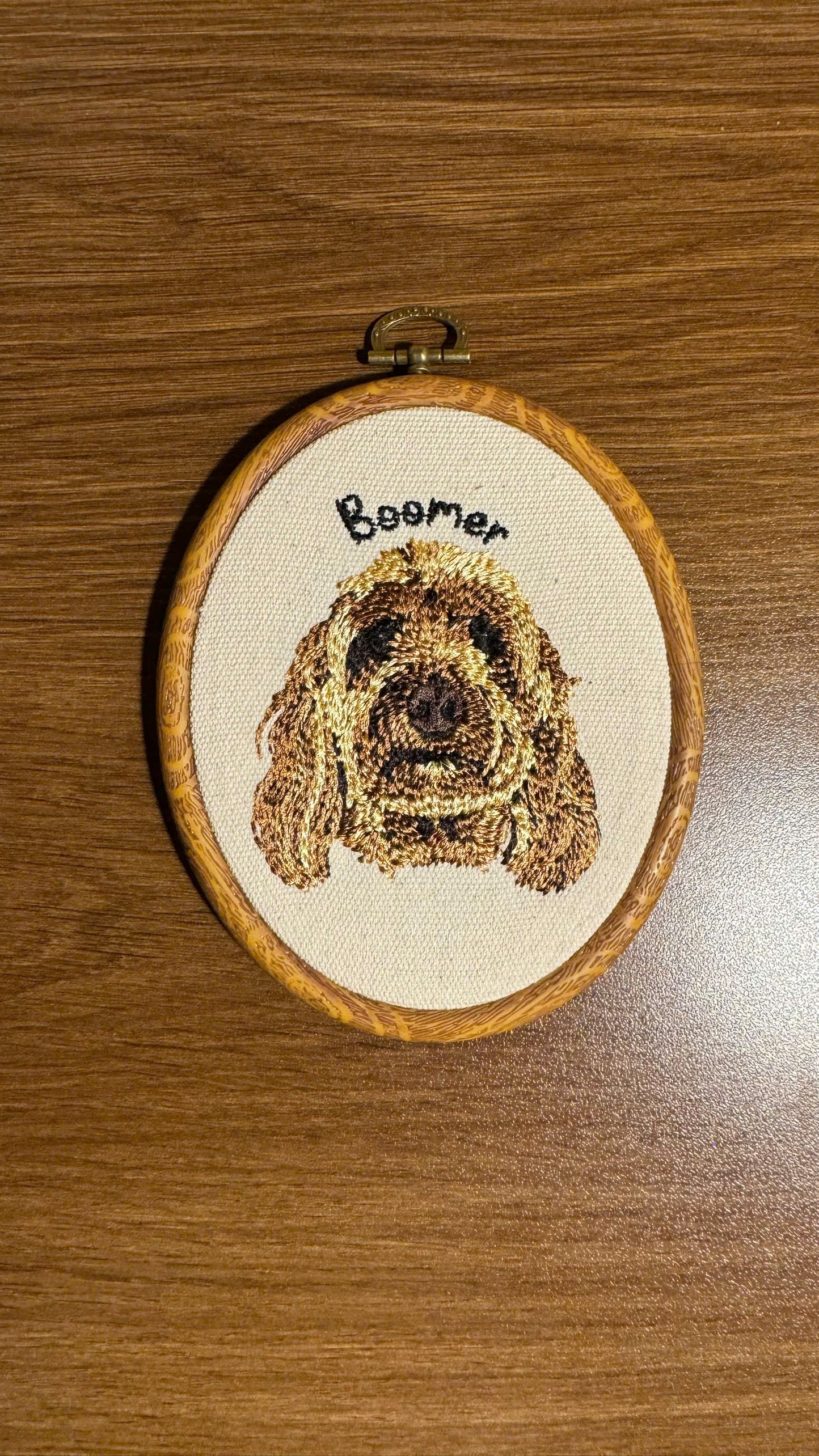 Custom Pet Embroidery Hoop – Personalized Dog or Cat Portrait – Wall Art – Pet Memorial Gift – Machine Embroidered Wall Decor