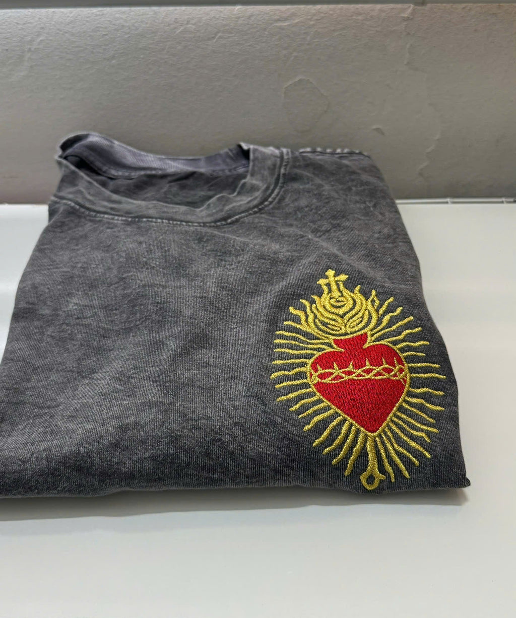 Sacred Heart Embroidered T-Shirt / Sweatshirt – Vintage Aesthetic Spiritual Embroidery