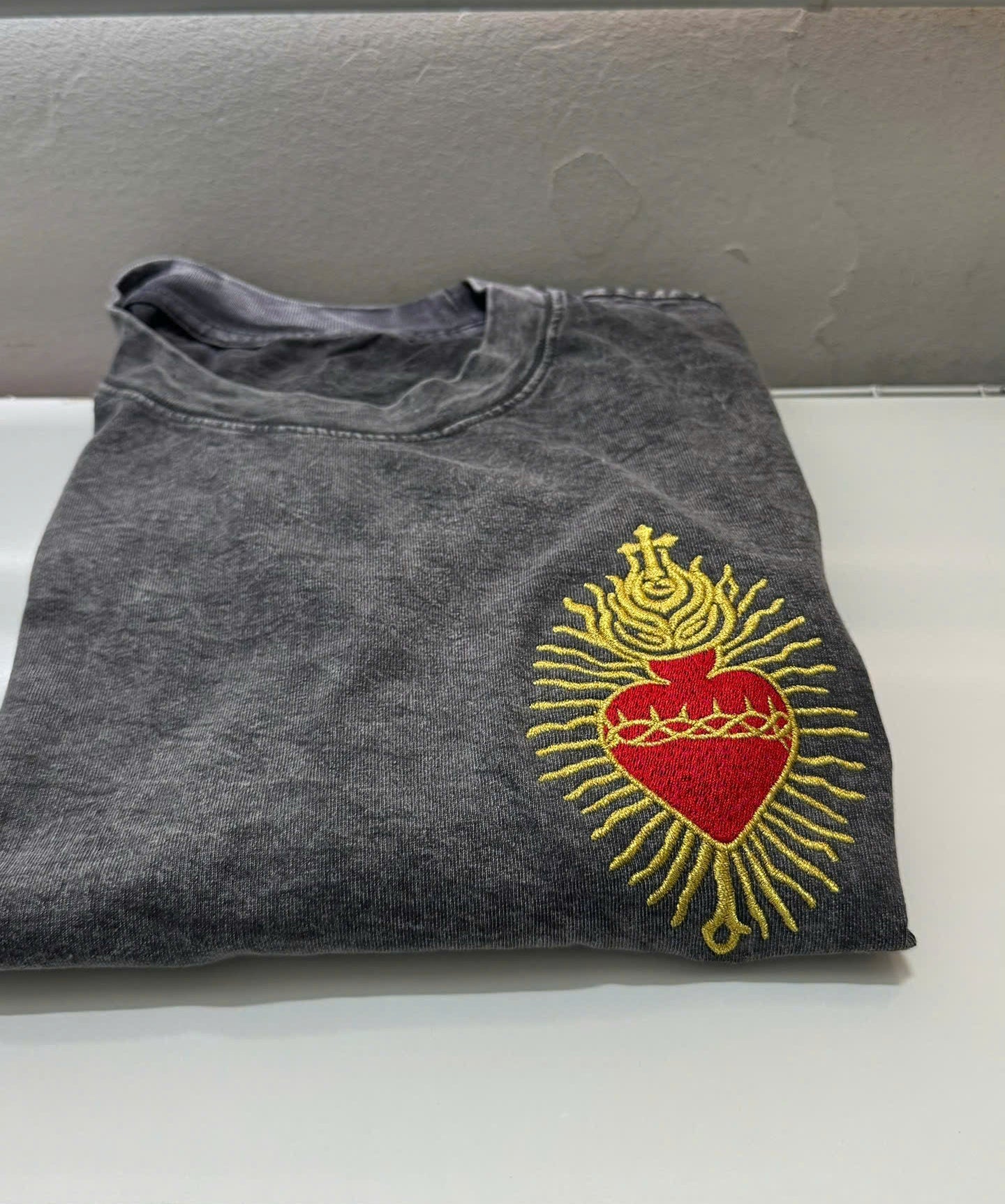 Sacred Heart Embroidered T-Shirt / Sweatshirt – Vintage Aesthetic Spiritual Embroidery